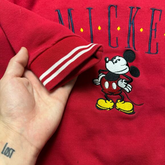 Disney Store 90s Vintage Red Mickey Mouse Ringer Sweatshirt - Picture 6 of 7